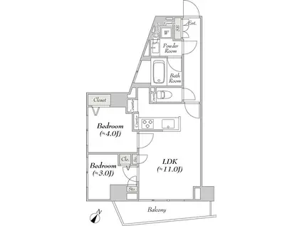 ルミーク文京千石 100(2LDK/4階)の間取り写真