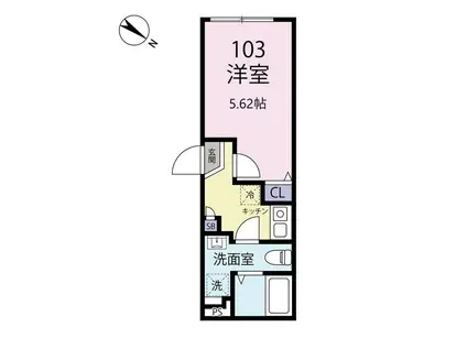 EXENTIA MOTOHASUNUMA(1K/1階)の間取り写真