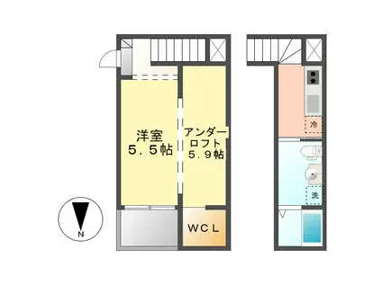 地下鉄鶴舞線 庄内通駅 徒歩8分 2階建 築14年(1SK/1階)の間取り写真