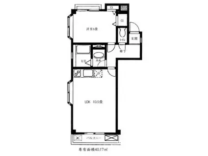 ガーデン西原マンションII(1LDK/3階)の間取り写真