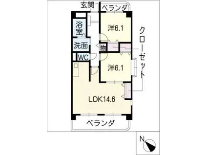 レーチェ(2LDK/3階)の間取り写真