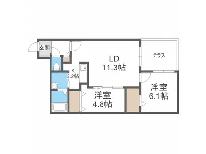 ブランシャール琴似STATION(2LDK/2階)の間取り写真