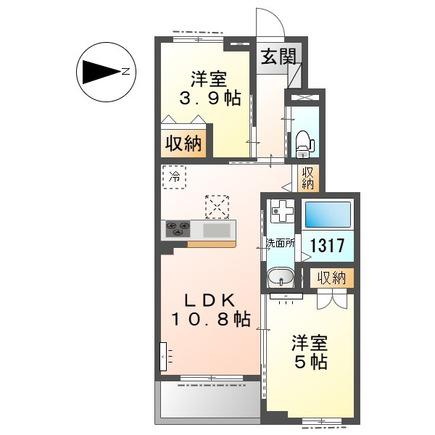 サクラーレ長坂(2LDK/1階)の間取り写真