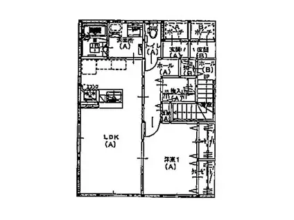 ヴィラ医大前I(1LDK/1階)の間取り写真