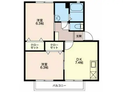 メゾンシャルマン(2DK/1階)の間取り写真