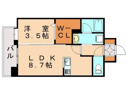 エンクレスト博多MATE(1LDK/6階)の間取り写真