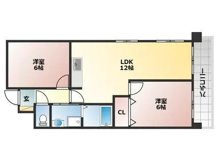 ロイヤルコーポ魚住(2LDK/2階)の間取り写真