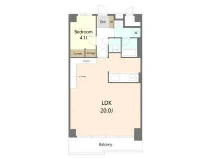 ソフトタウン晴海(1LDK/4階)の間取り写真