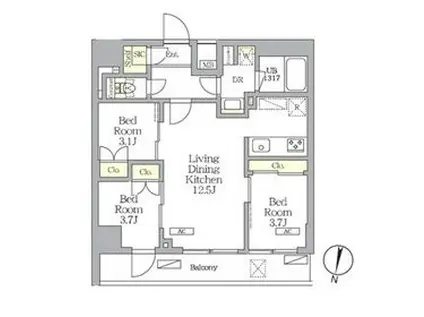 NOGATA RESIDENCE(3LDK/3階)の間取り写真