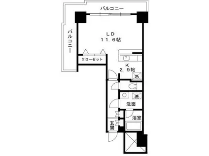 パシフィックロイヤルコートみなとみらいオーシャンタワー(ワンルーム/8階)の間取り写真