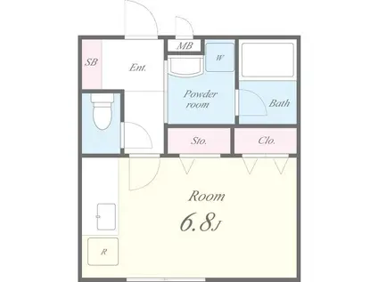 ヴェルデール(ワンルーム/1階)の間取り写真