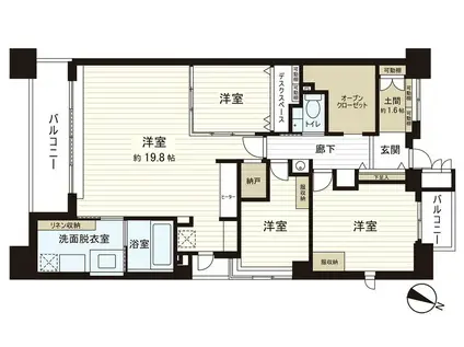 雨宮パークホームズ エアーズコート(3SLDK/8階)の間取り写真