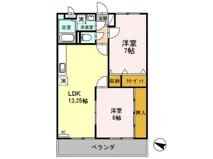 ジョウエイ別府(2LDK/2階)の間取り写真