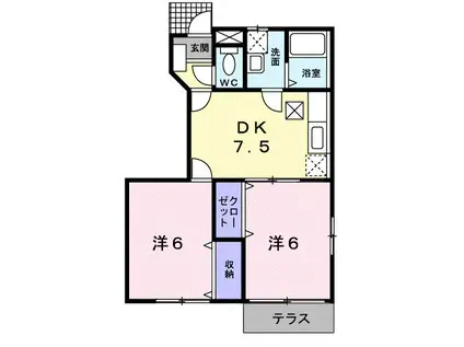 アーデントハイツ(2DK/1階)の間取り写真