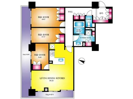 グローリオ越谷ステーションタワー(3LDK/11階)の間取り写真