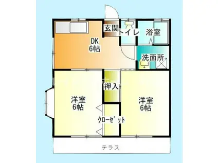 マルベリーハイツ(2DK/2階)の間取り写真