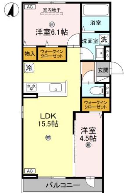 プライム金剛(2LDK/3階)の間取り写真