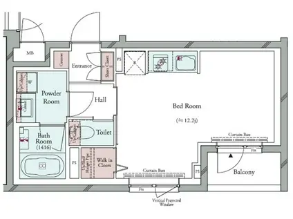 GRAN PASEO広尾 グランパセオ広尾(ワンルーム/2階)の間取り写真