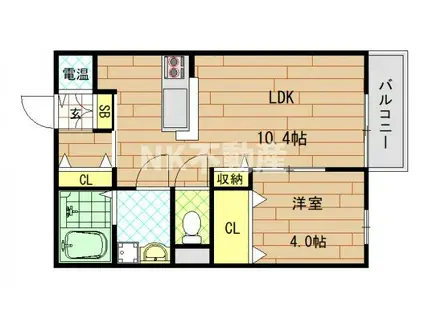 ベイサージュN(1LDK/1階)の間取り写真