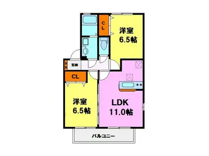 チェリーヒルズ(2LDK/2階)の間取り写真