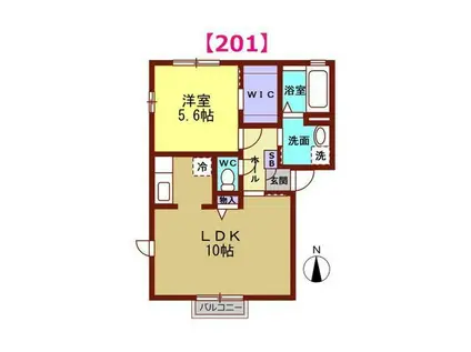 グリーンアベニュー(1LDK/2階)の間取り写真