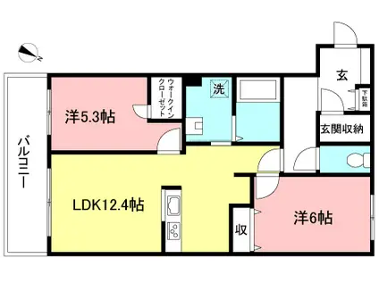 サンヒルズ竪台(2LDK/4階)の間取り写真
