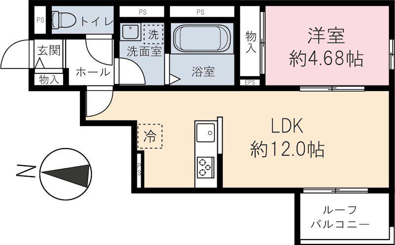 HIKARI(1LDK/2階)の間取り写真