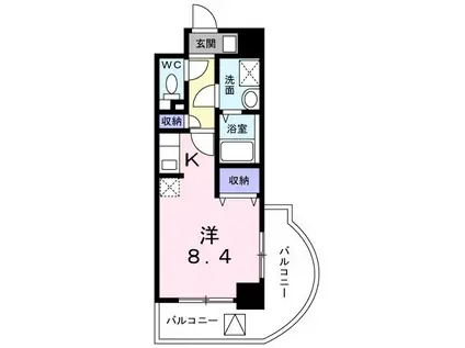 ワイズフラット(1K/4階)の間取り写真