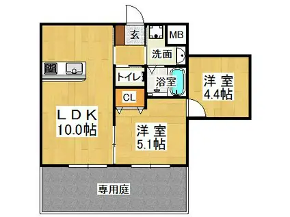 サンクラッソ垂水五色山(2LDK/1階)の間取り写真