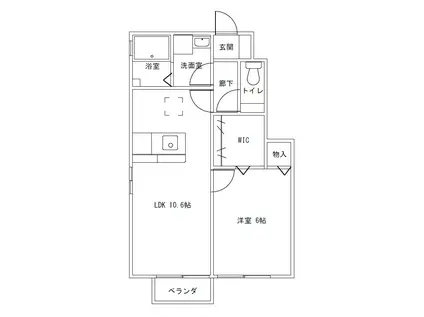 ベルヴューコート(1LDK/1階)の間取り写真