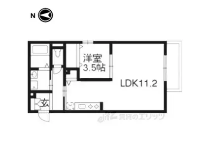 アルページュ頌徳 B棟(1LDK/2階)の間取り写真