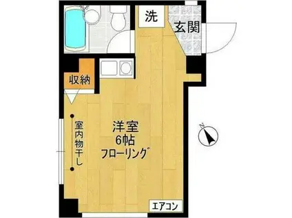 パーシモンハイツ(ワンルーム/2階)の間取り写真