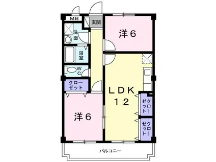 つきみ野サンモリッツ(2LDK/3階)の間取り写真