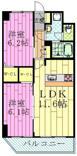 コルザKⅡ(2LDK/6階)の間取り写真