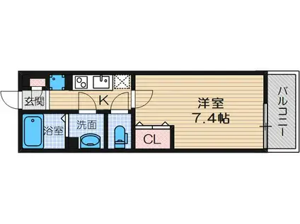 リブリ・茨木春日2(1K/2階)の間取り写真