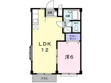 エルディム天王(1LDK/1階)の間取り写真