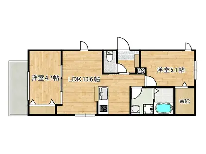 レーヴ北(2LDK/1階)の間取り写真
