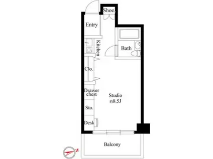 クレセントコート川崎(ワンルーム/2階)の間取り写真