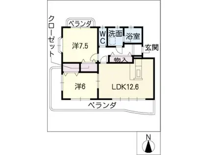 グローリーI(2LDK/3階)の間取り写真