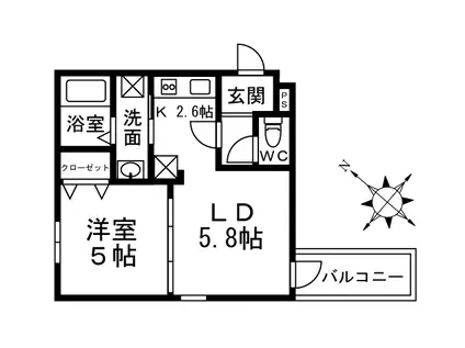 イゾラ フォルトウーナ(1LDK/3階)の間取り写真