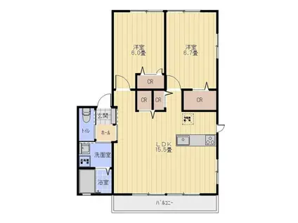 ANTIQUE I(2LDK/1階)の間取り写真