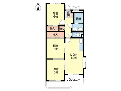 エンザース今宿(3LDK/1階)の間取り写真