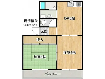 コンフレール(2DK/1階)の間取り写真