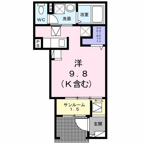エルソラーレ(ワンルーム/1階)の間取り写真