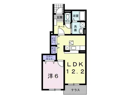 ウエスト・ヴィオラ・カーサI(1LDK/1階)の間取り写真