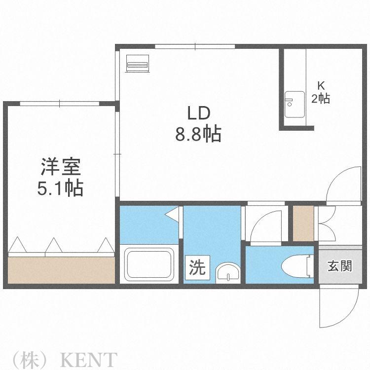 A BOND桑園 壱番館(1LDK/3階)の間取り写真