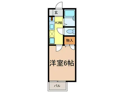 ラ・スリーズ(1K/2階)の間取り写真