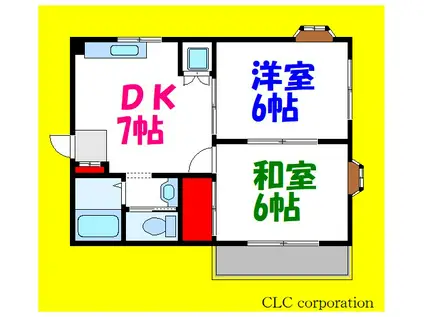 サウスコートII(2DK/1階)の間取り写真