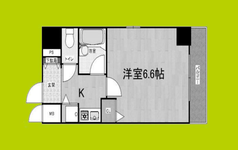 CITYLIFEクラウンハイム長堀通(1K/2階)の間取り写真
