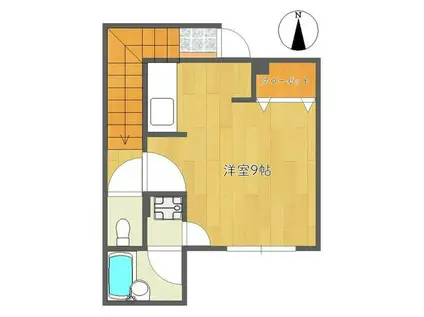 ヤマシン(ワンルーム/2階)の間取り写真